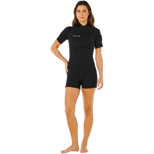 2026 Rip Curl Femmes Trad 2mm Back Zip Shorty Combinaison N&eacute;opr&egrave;ne 14LWSP - Black